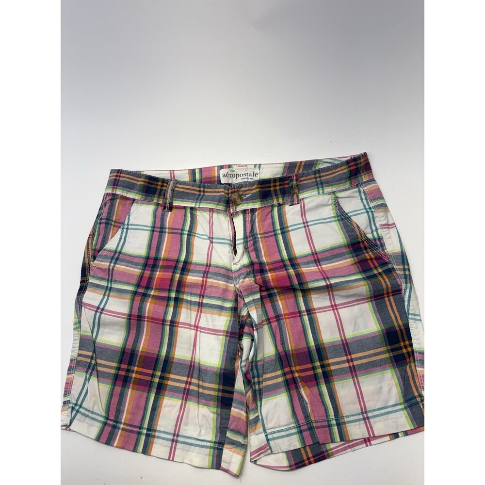 Aeropostale Women’s Plaid Chino Shorts Size 10 Multicolor Preppy Cotton Summer